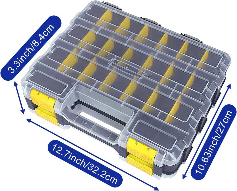 BUSY-CORNER Double Side Tool Box Organizer, Hardware Storage Box, Portable Small Parts Organizer with Removable Plastic Dividers for Screws, Nuts, Nails, Bolts, Yellow - Image 5